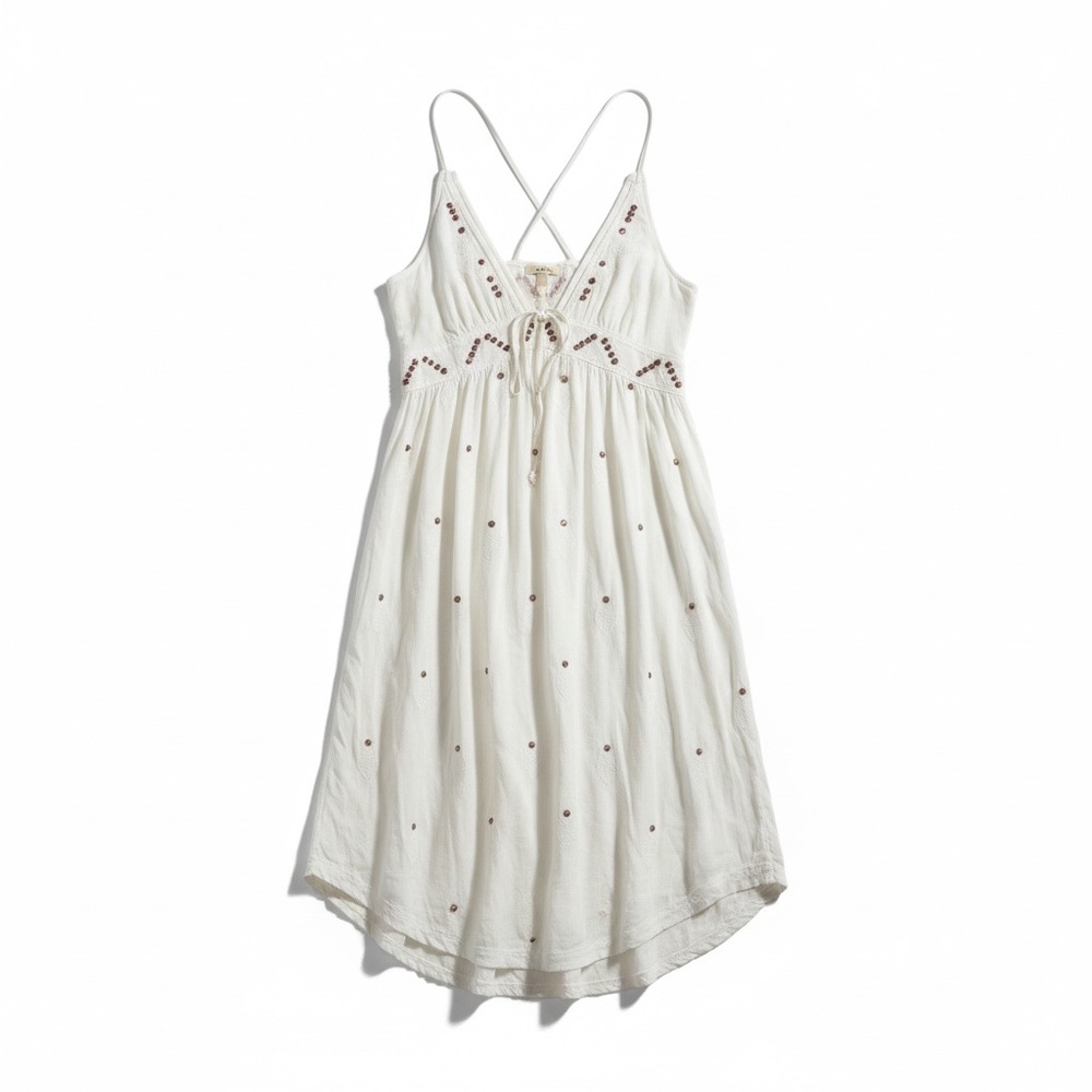 Free People White Embroidered Midi Dress